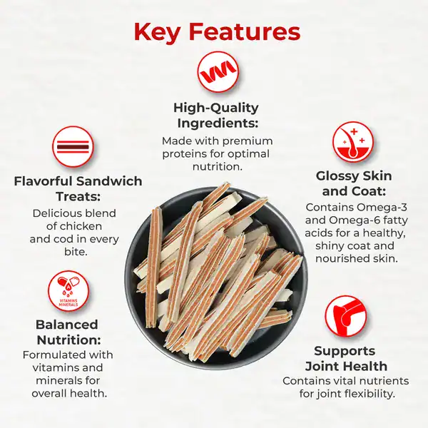 Charwaha High-Quality Chicken Snacks Charwaha chicken snack strips with balanced nutrition and glossy skin coating.