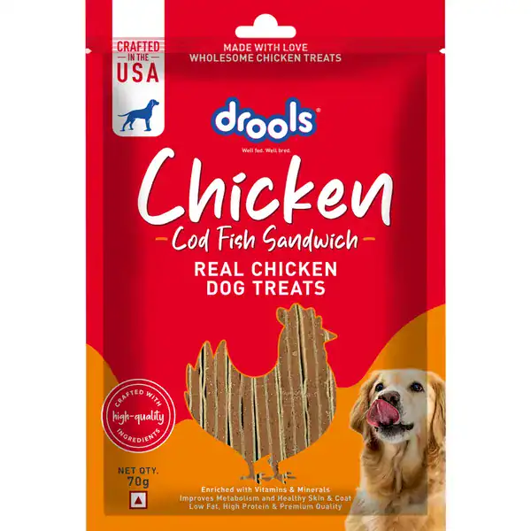 Chicken Dog Treats Packaging - Charwaha Drools Cod Fish Sandwich